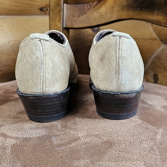 NOCONA BOOTS Women's Tan Suede Pointed Snake Toe Stacked Heel Western Ankle Boot - Picture 5 of 16